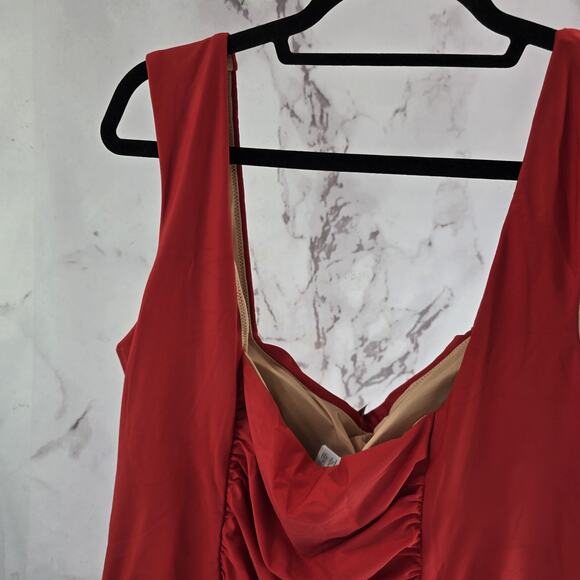 J Crew Swim 24 3X Red One Piece Square Neck Ruched Bikini Coverage - Picture 13 of 14